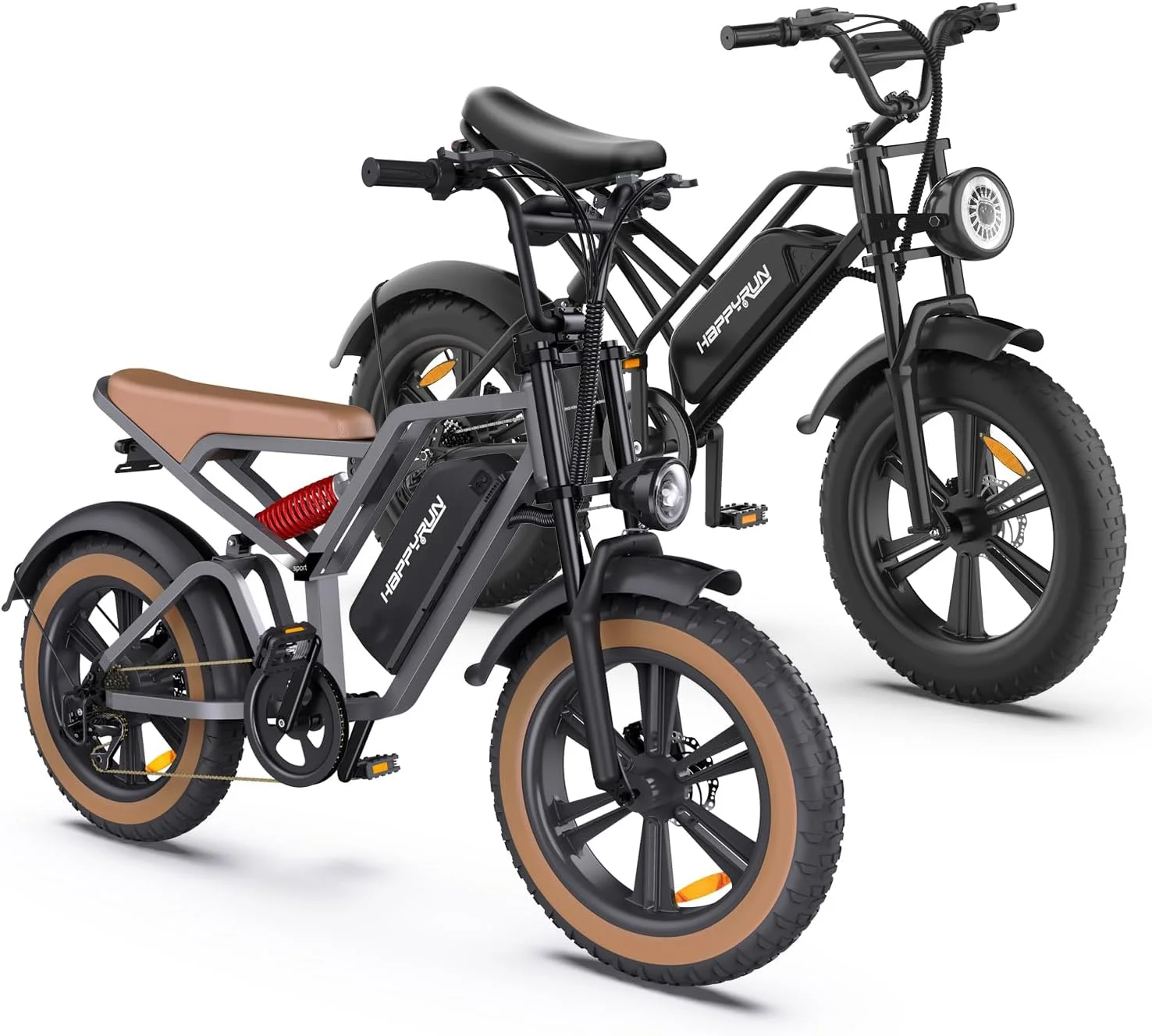 HAPPYRUN 750W Moped Style Electric Bike | Adult eBikes - 48V 18Ah Removable Battery | 60+ Mile Range / 3 Pedal-Assist Levels