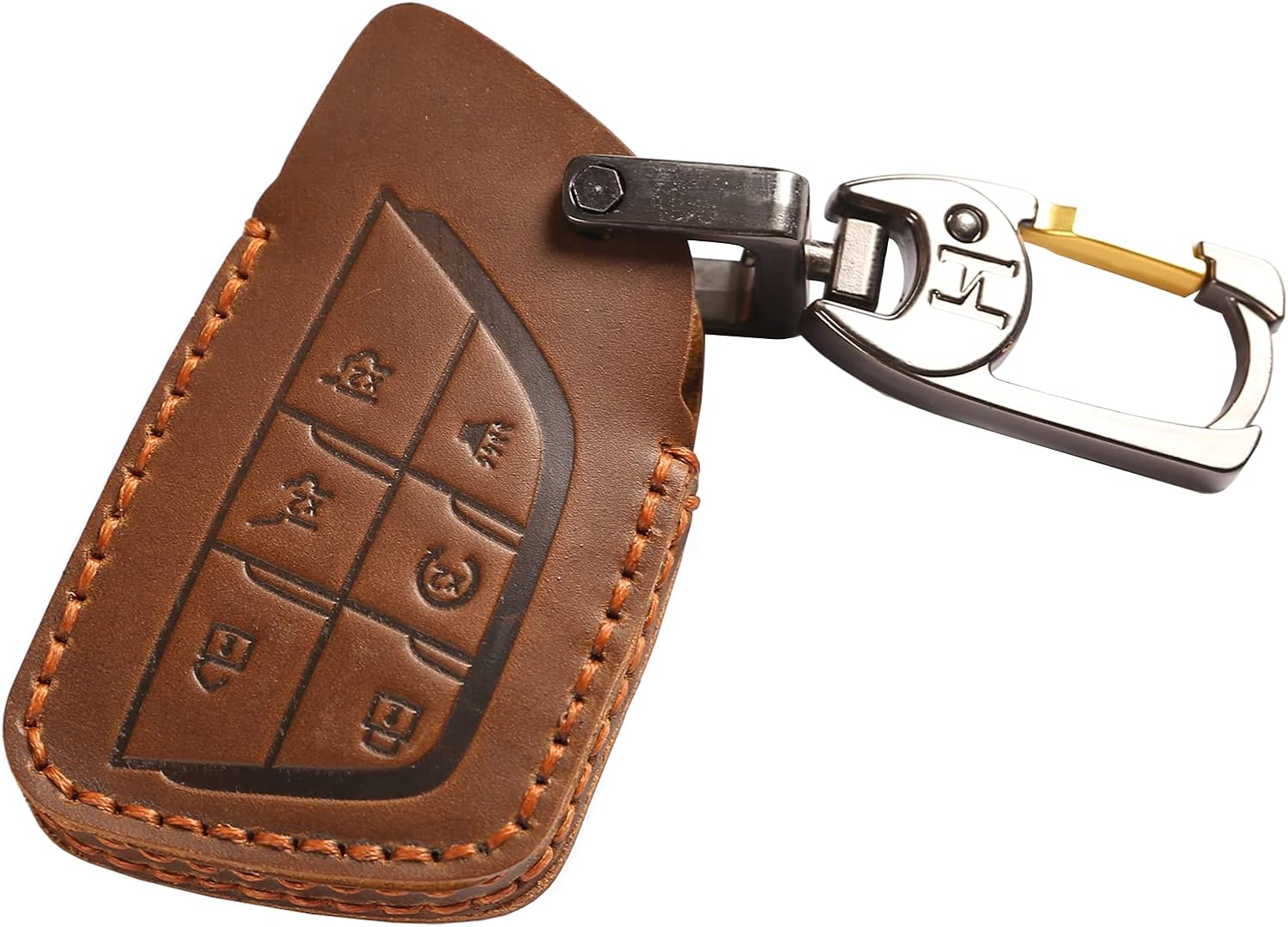 2021 Chevy Key Fob Cover(6 buttons), Genuine Leather Key Fob Case protector for 2021 2022 Yukon Chevy Suburban Tahoe Keyless