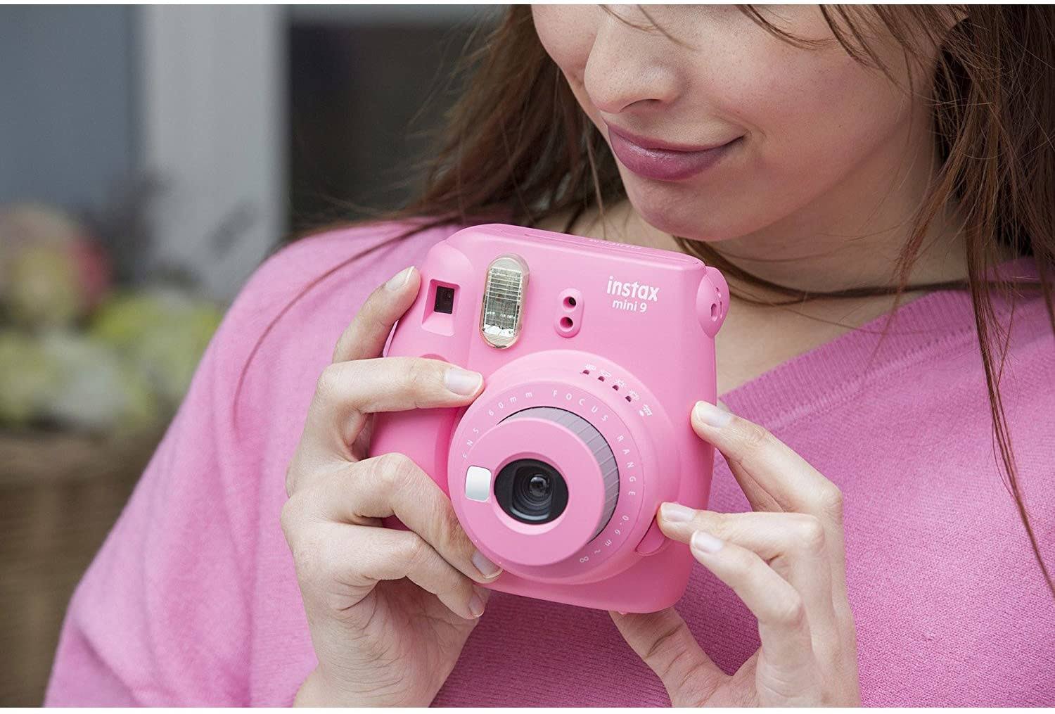 Fujifilm Instax Mini 9 Instant Film Camera - Flamingo Pink - includes Bundle with Case and Film