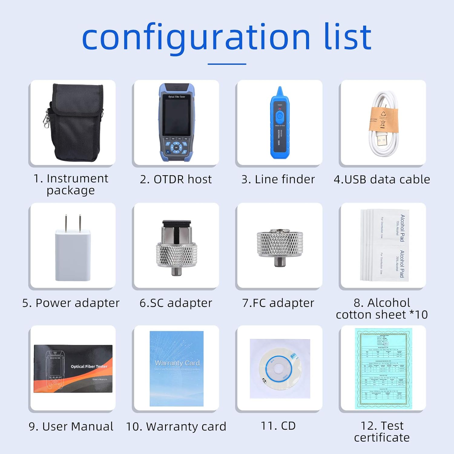 OTDR Fiber Optic Tester Mini-Pro 1310/1550nm SM Mulit Function Test OTDR Launch Cable Box Time Domain Reflectometer Cable Obstacle Detector with OPM