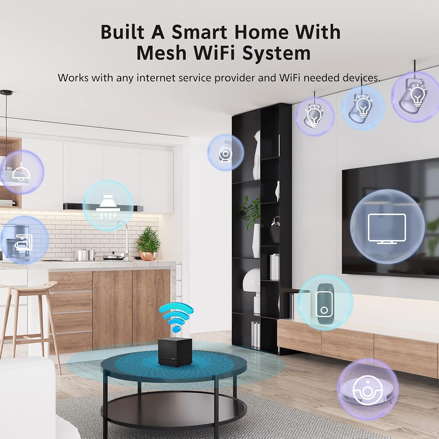 Whole Home WiFi System- Dual Band Mesh WiFi System, AC1200 High Speed Seamless Roaming WiFi Network, Replaces WiFi Router & Extender
