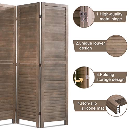 Room Divider 6 Panel Wood Privacy Screen Folding Partition Wall Room Dividers Freestanding White 5.57 FT Tall Divider for Room Separation