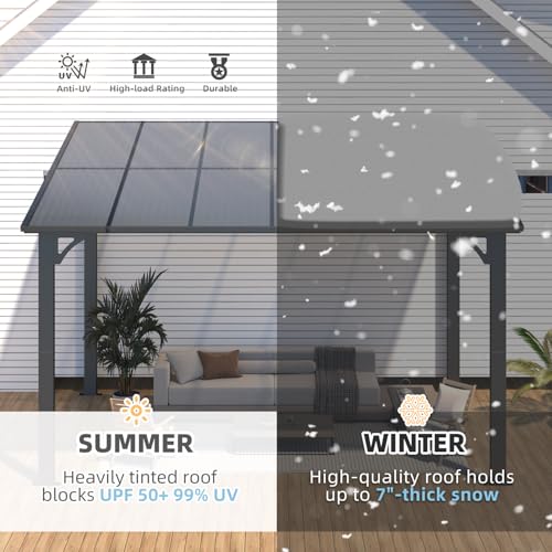 AECOJOY 10&rsquo; x 10&rsquo; Gazebo, Wall Mounted Gazebos Pergola on Clearance, Outdoor Patio Lean to Gazebo Awnings for Deck, Porch