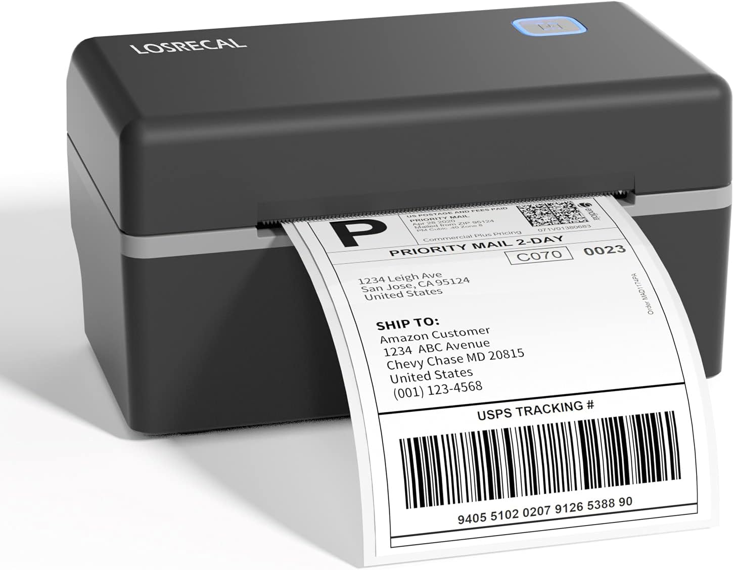 LOSRECAL Shipping Label Printer, 4x6 Thermal Label Printer, 152mm/s Desktop Barcode Label Printer for Shipping Packages Home Small Business