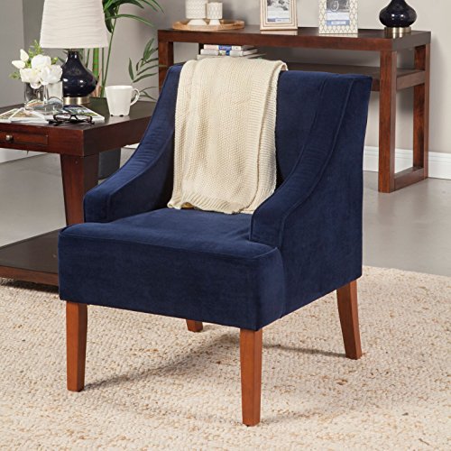 HomePop Velvet Swoop Arm Accent Chair, Suri Blue