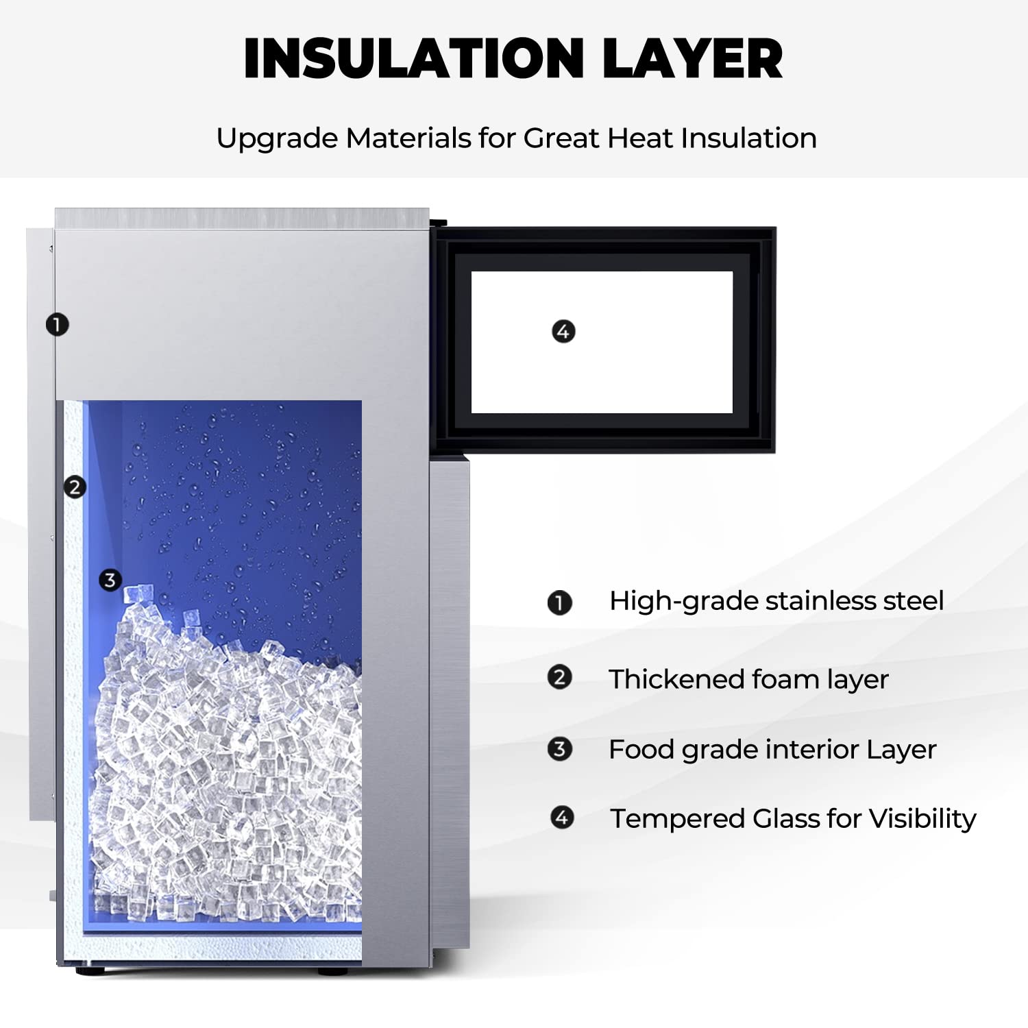 COSTWAY Commercial Ice Maker Machine, 180LBS/24H Stainless Steel Under Counter Freestanding Ice Machine for Restaurant with Self-Cleaning Function