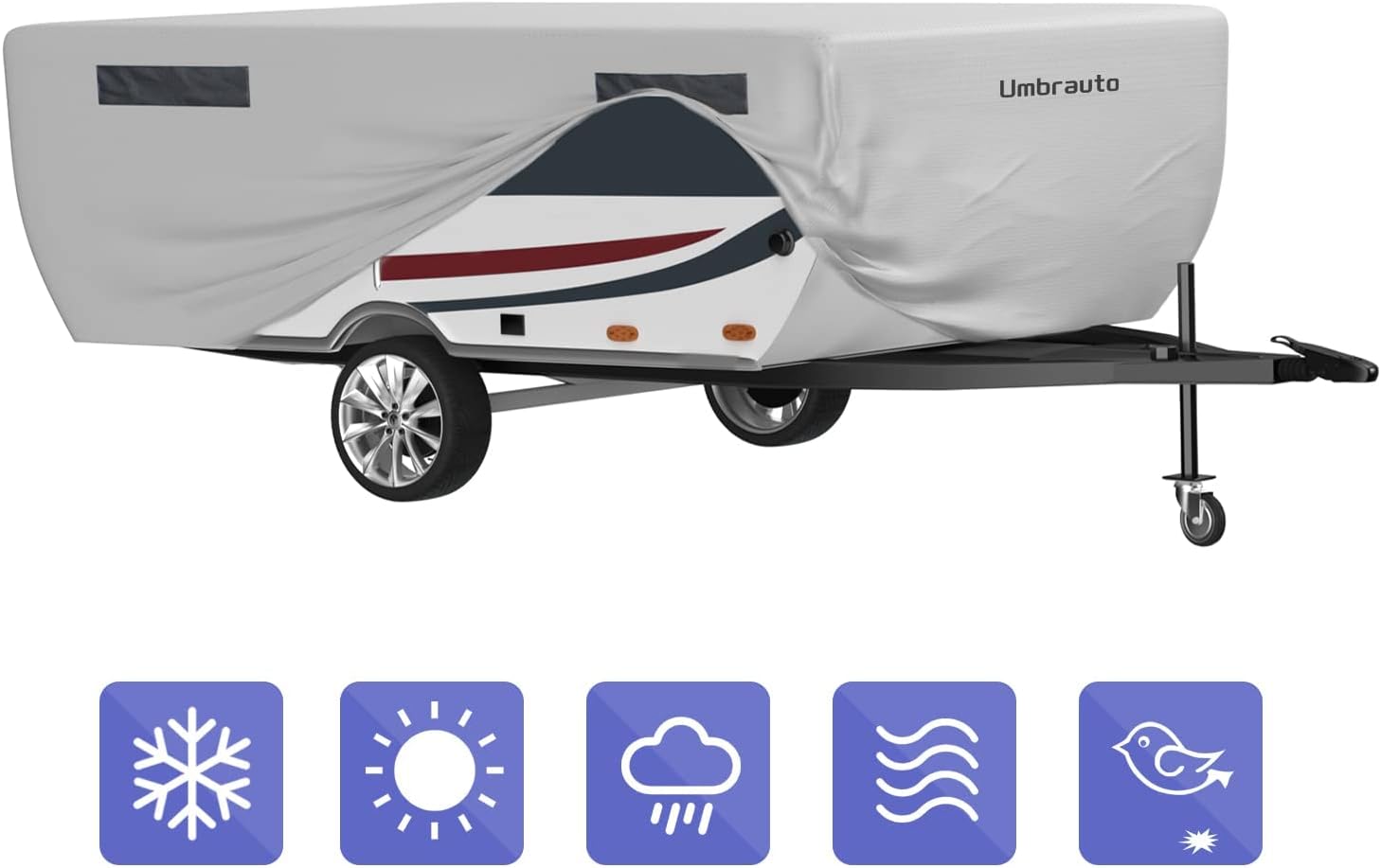 Tent Trailer Cover Umbrauto 2022 Upgraded 6 Layers Top Pop Up Camper Covers Waterproof Extra Thick Polypropylene Breathable Ripstop Anti-UV Pop Up