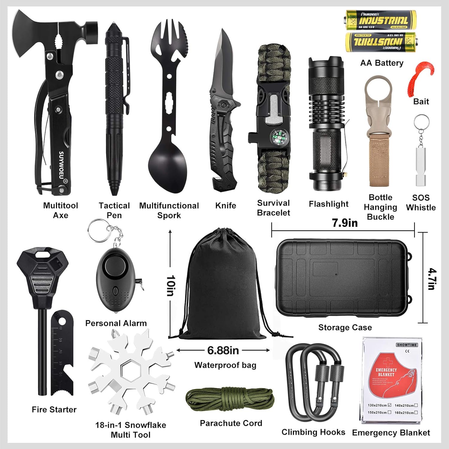 Gifts for Men Dad Husband Fathers Day, Survival Gear and Equipment kit 21 in 1, Professional Cool Gadgets Stuff Tactical Tool