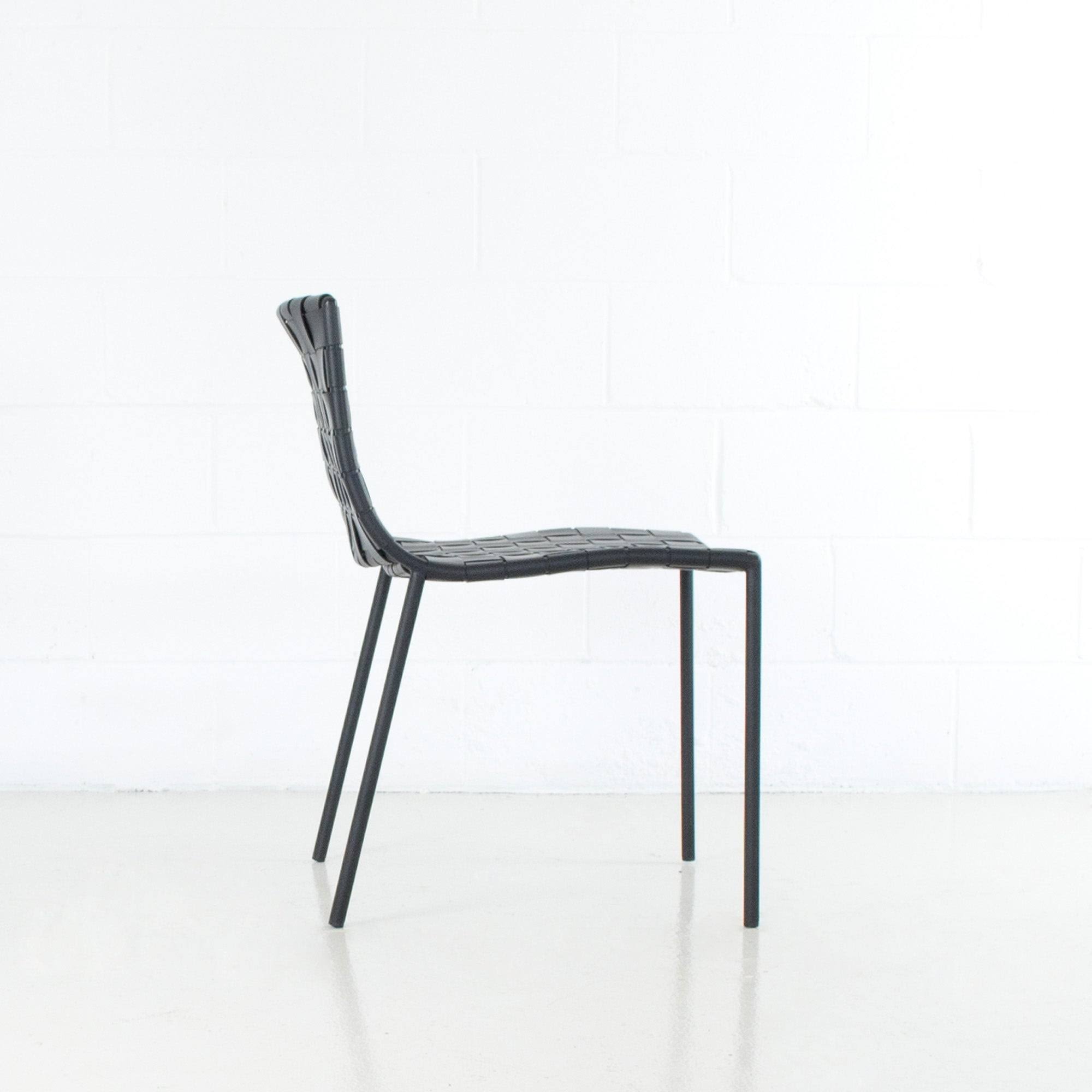 Elite Living Soho Mid-Century Modern Leather Weave Dining Chair - Single - Black - Dining Height