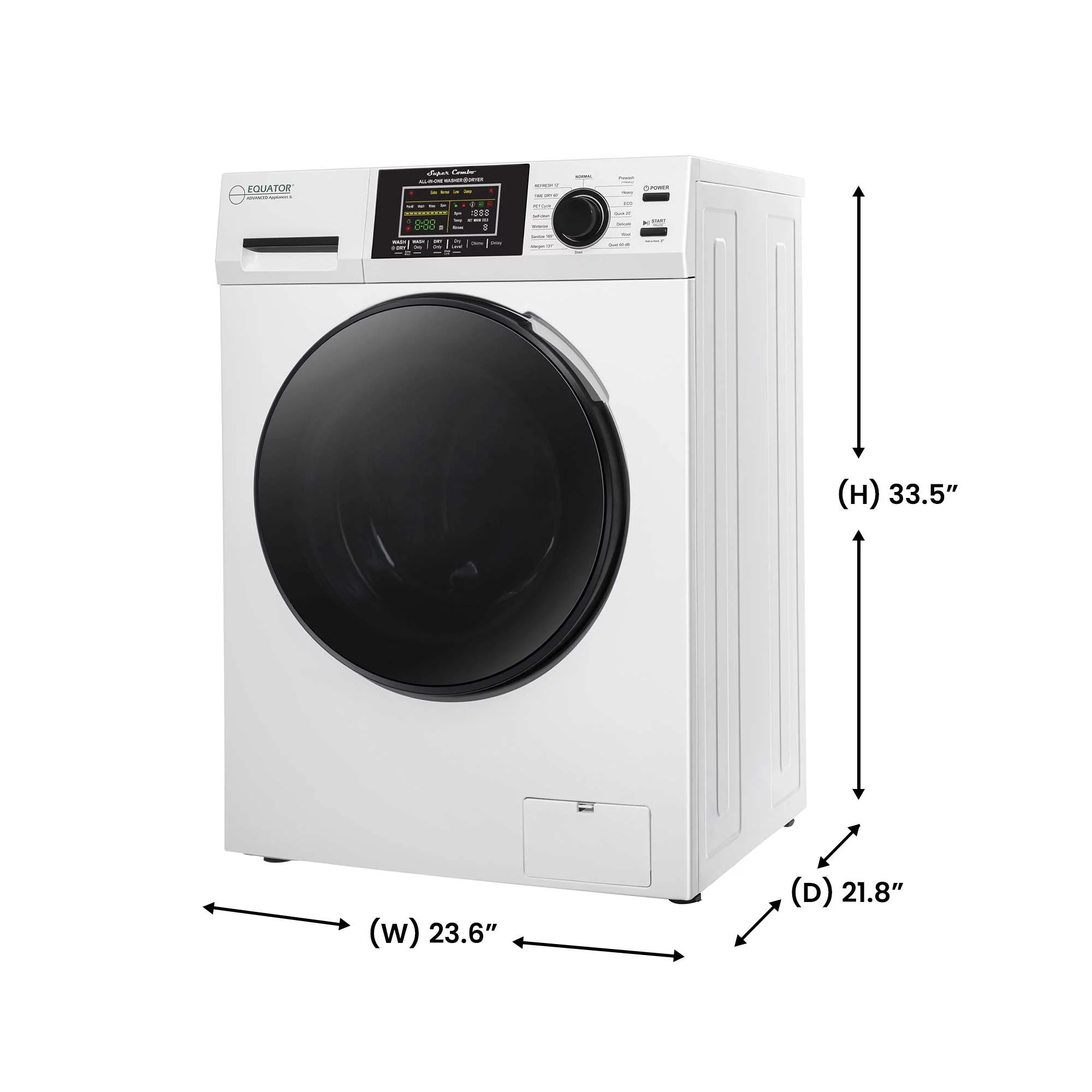 Equator Fully Built-in All-in-One Combo Washer-Dryer Ventless 1.62 cf/15lbs 110V White