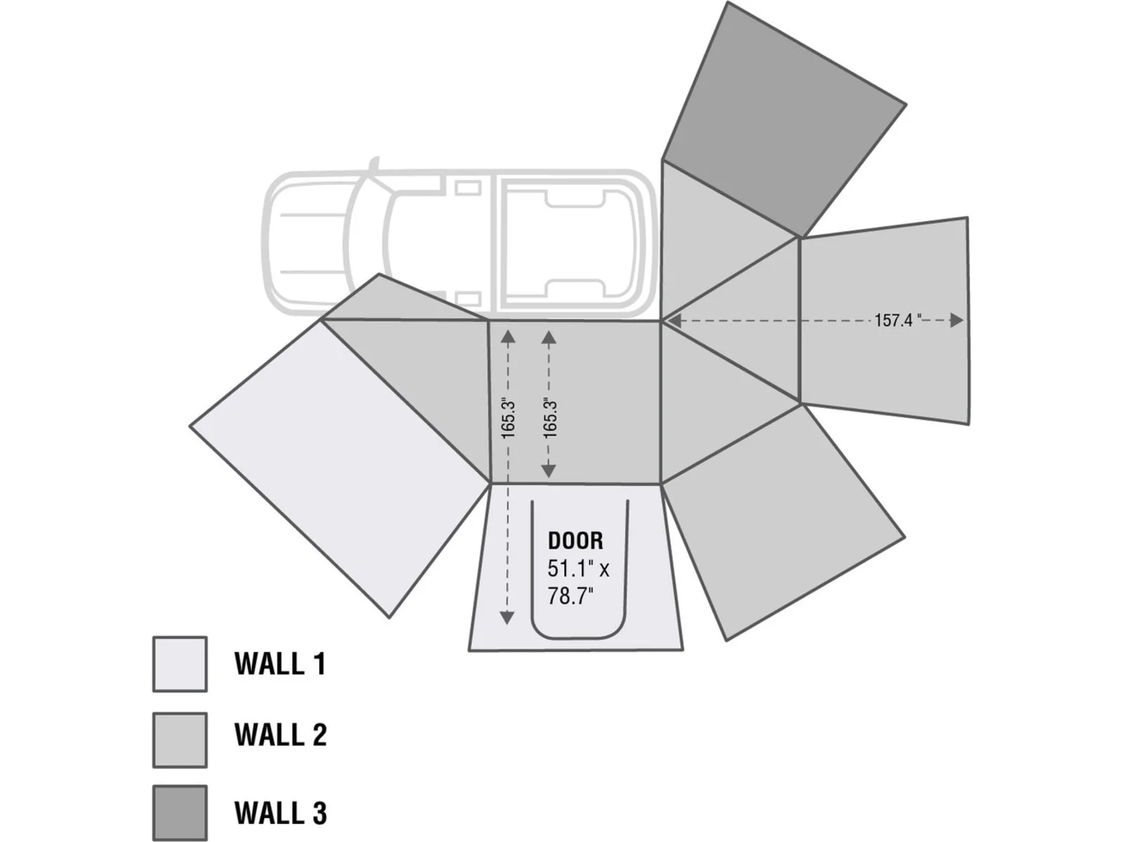 Overland Vehicle Systems Nomadic 270 Awning Wall 1 w/ Driver Side Door / Window