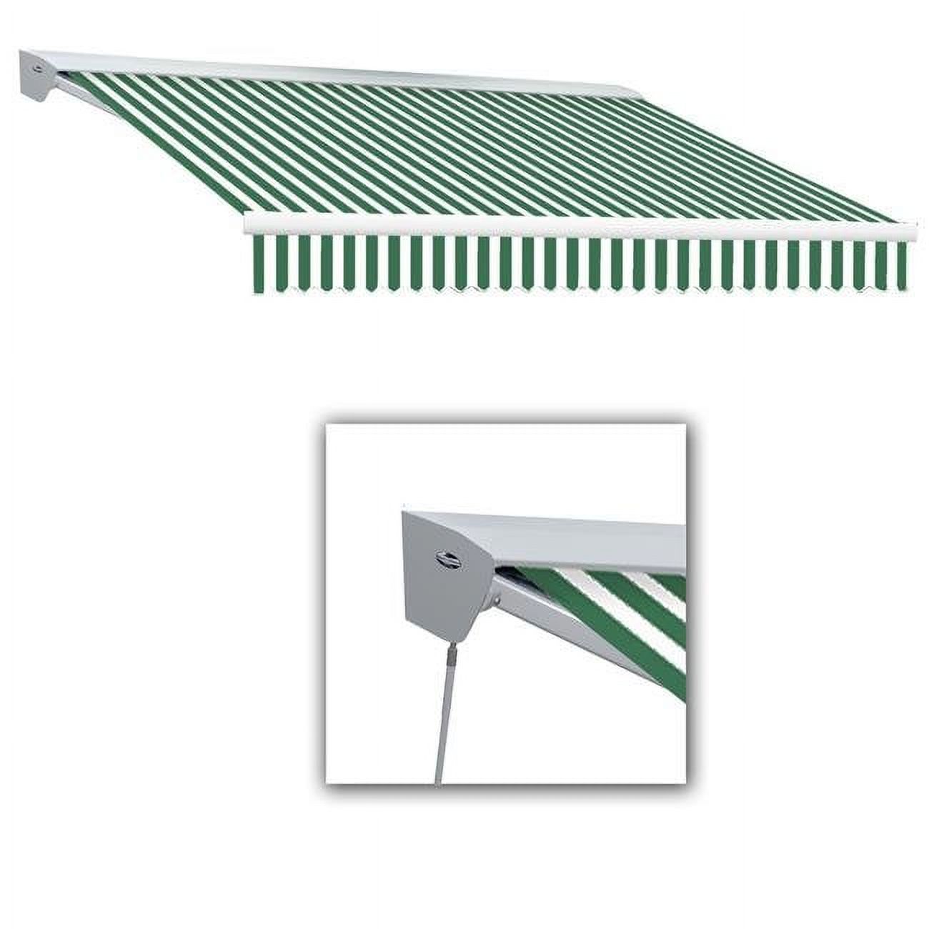 Awntech DM24-US-FW 24 ft. Destin with Hood Manual Retractable Awning, Forest Green & White - 120 in.