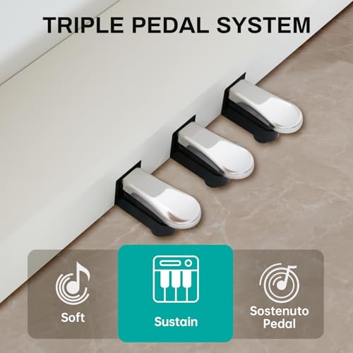 AODSK 88 Key Digital Piano,Weighted Hammer Action Digital Piano with Full-Size Weighted Keys,Triple Pedal,Beginner Bundle with Furniture Stand