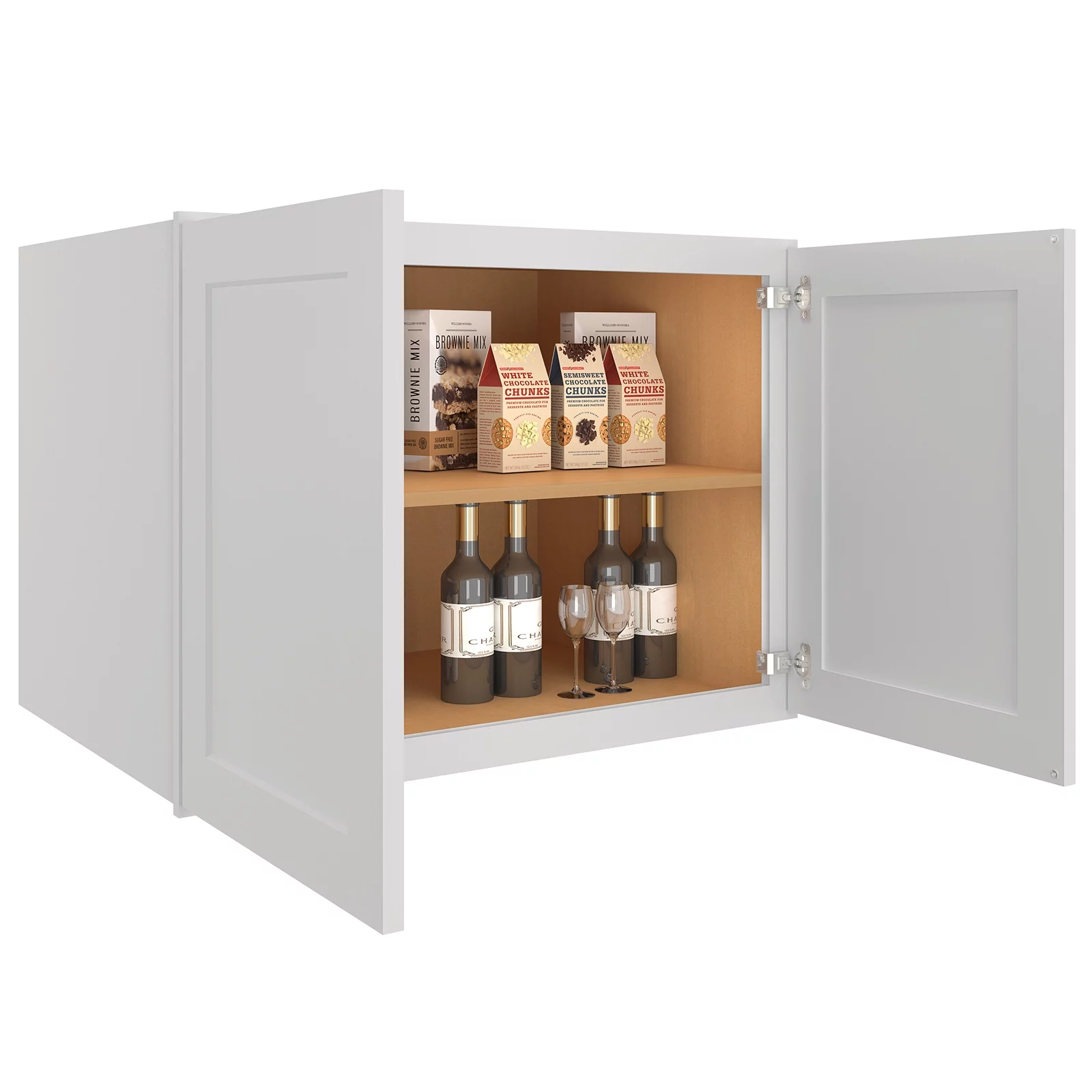 Homlux 33-in W x 24-in D x 24-in H in Shaker Dove Wall Bridge Kitchen Cabinet with 2 Doors