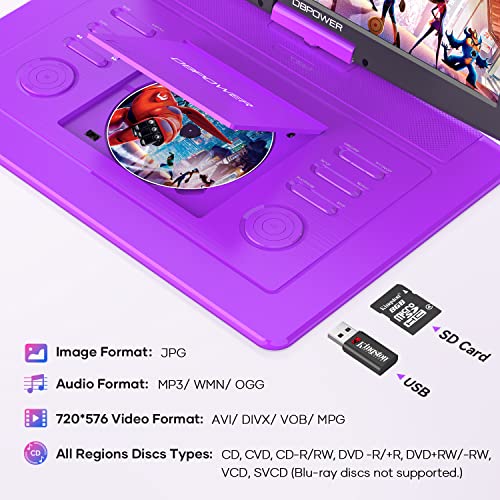 DBPOWER 17.9" Portable DVD Player with 15.6" Large HD Swivel Screen, Support DVD/CD/USB/SD Card and Others Multiple Disc Formats