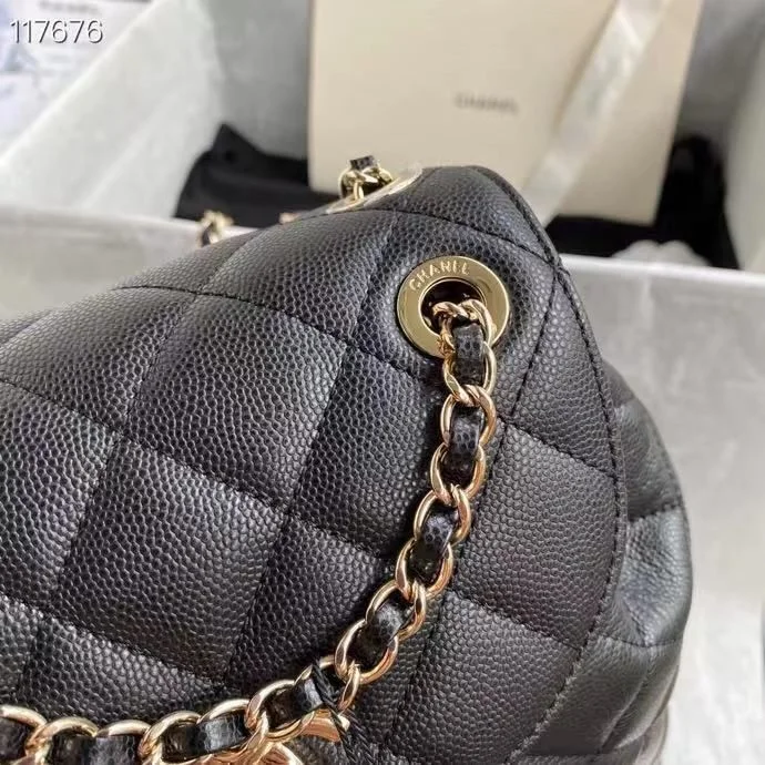 Chanel Duma Backpack Gold Toned Hardware Black For Women, Women&rsquo;s Bags, Shoulder Bags 9.4in/24cm AS1371