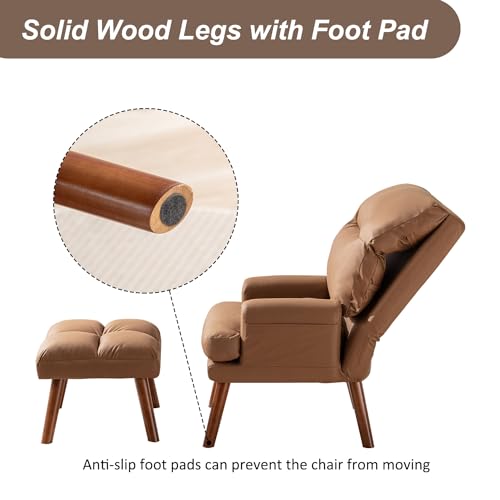 INZOY Accent Chairs with Ottoman, Velvet Fabric Armchair with Ottoman for Bedroom Living Room