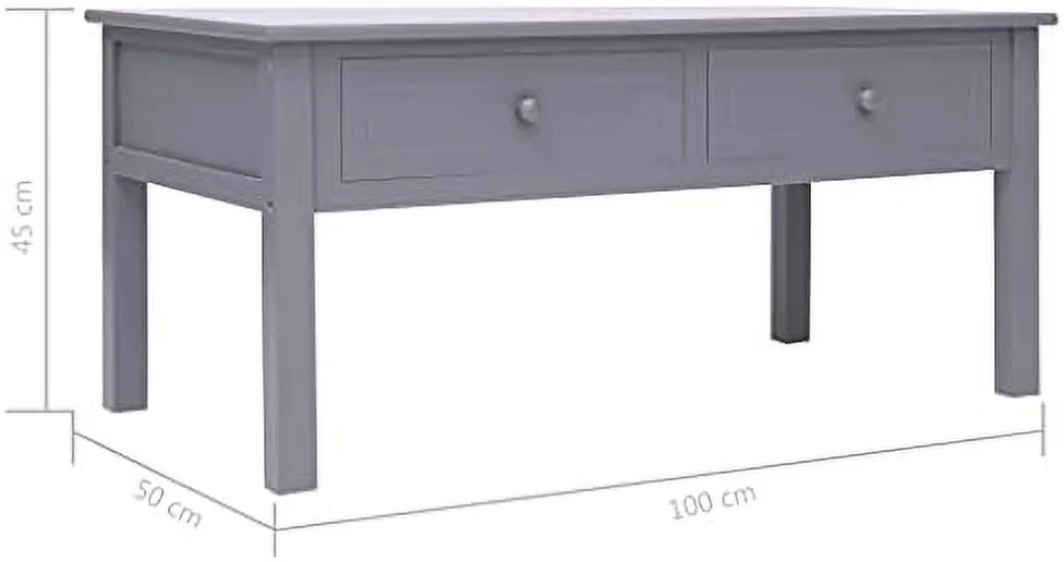YZboomLife Wood Coffee Table with 2 Drawers - Gray Paulownia and Poplar  - Scandinavian and Farmhouse Style