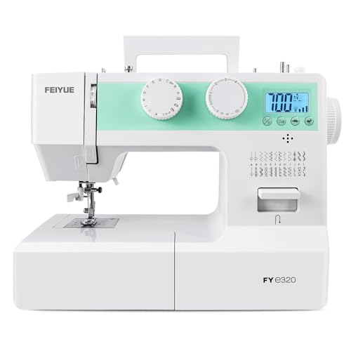 FEIYUE FYe320 Full Size Sewing Machine with Foot Pedal, Speed Control, Heavy Duty & Portable, LCD Display, 25 Built-in Stitches