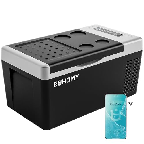EUHOMY 12 Volt Refrigerator, 19QT(18L) Compressor Electric Cooler APP Control, Car Fridge -4�H~68�H, Portable Refrigerator 12/24V DC 110-240V AC