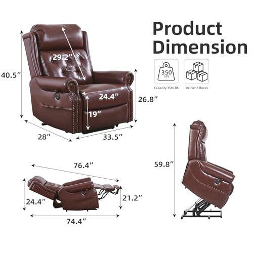 Oversized Power Lift Recliner Chair for Elderly, Extra Wide Lift Chair with Masssage and Heat, Chenille Electric Recliner Chairs for Big and Tall