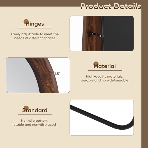 Full Length Mirror, 71"×32" Wooden Mirror Full Length with Stand Wood Floor Mirror, Oversized Stand Up Mirrors Large Wall Mirrors