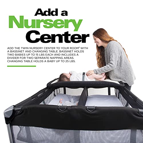 Joovy Room² Large Portable Playpen for Babies and Toddlers with Nearly 10 sq ft of Space, Large Mesh Windows for 360 View