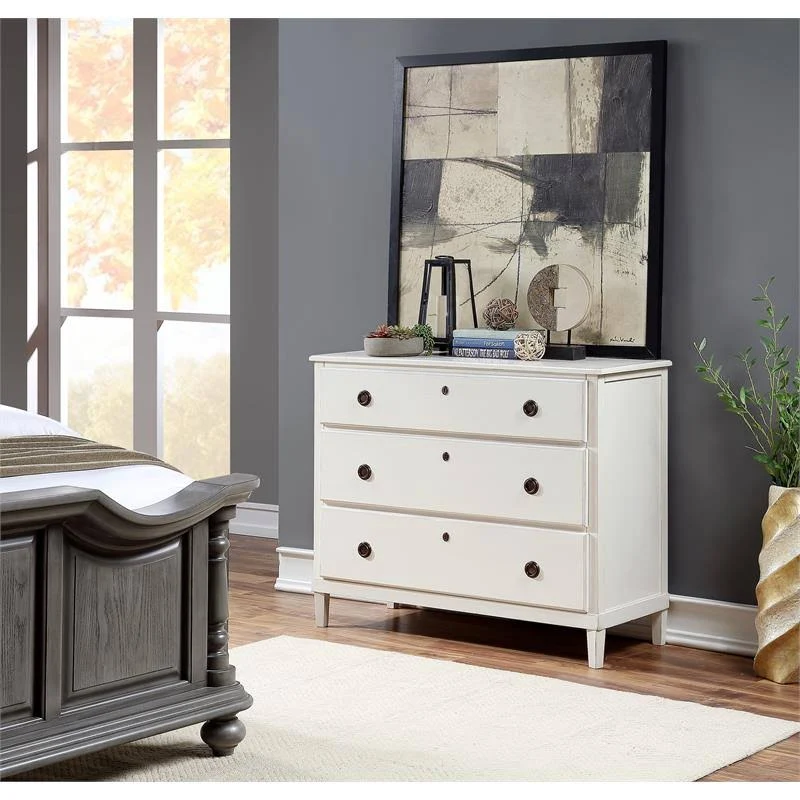 Cambridge Antique White 3-Drawer Wood Dresser