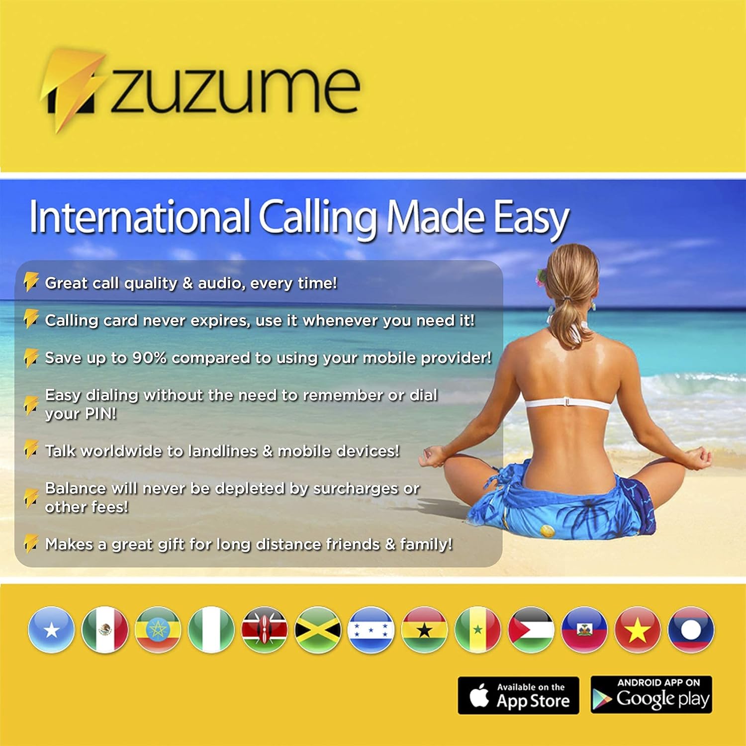 Zuzume prepaid International Phone Card - 689 Minutes Domestic and International Calling Card, prepaid landline Phone Cards | No Expiration