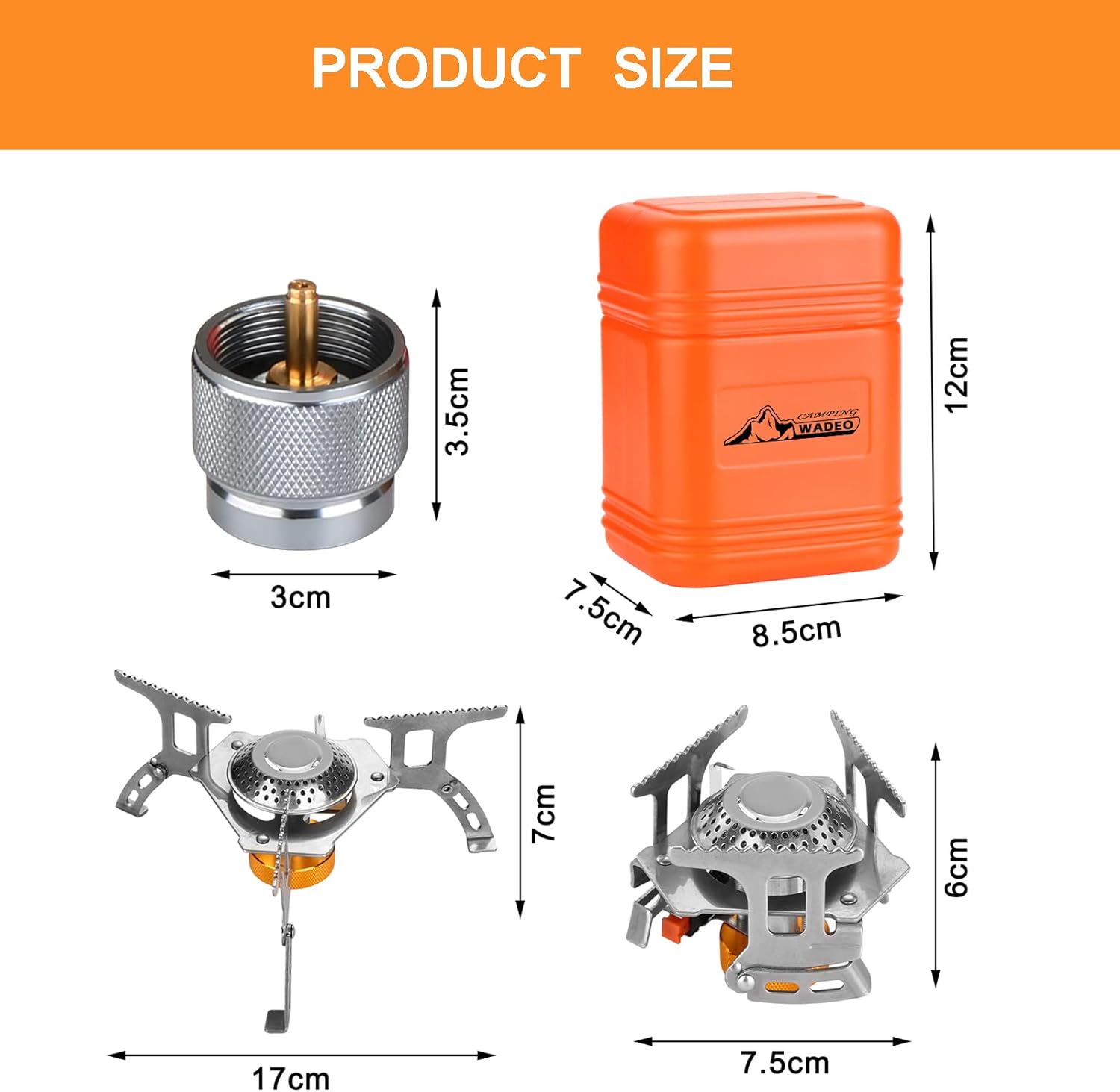 WADEO Camping Gas Stove, 3700W Portable Backpacking Stove with Piezo Ignition, Portable Burner