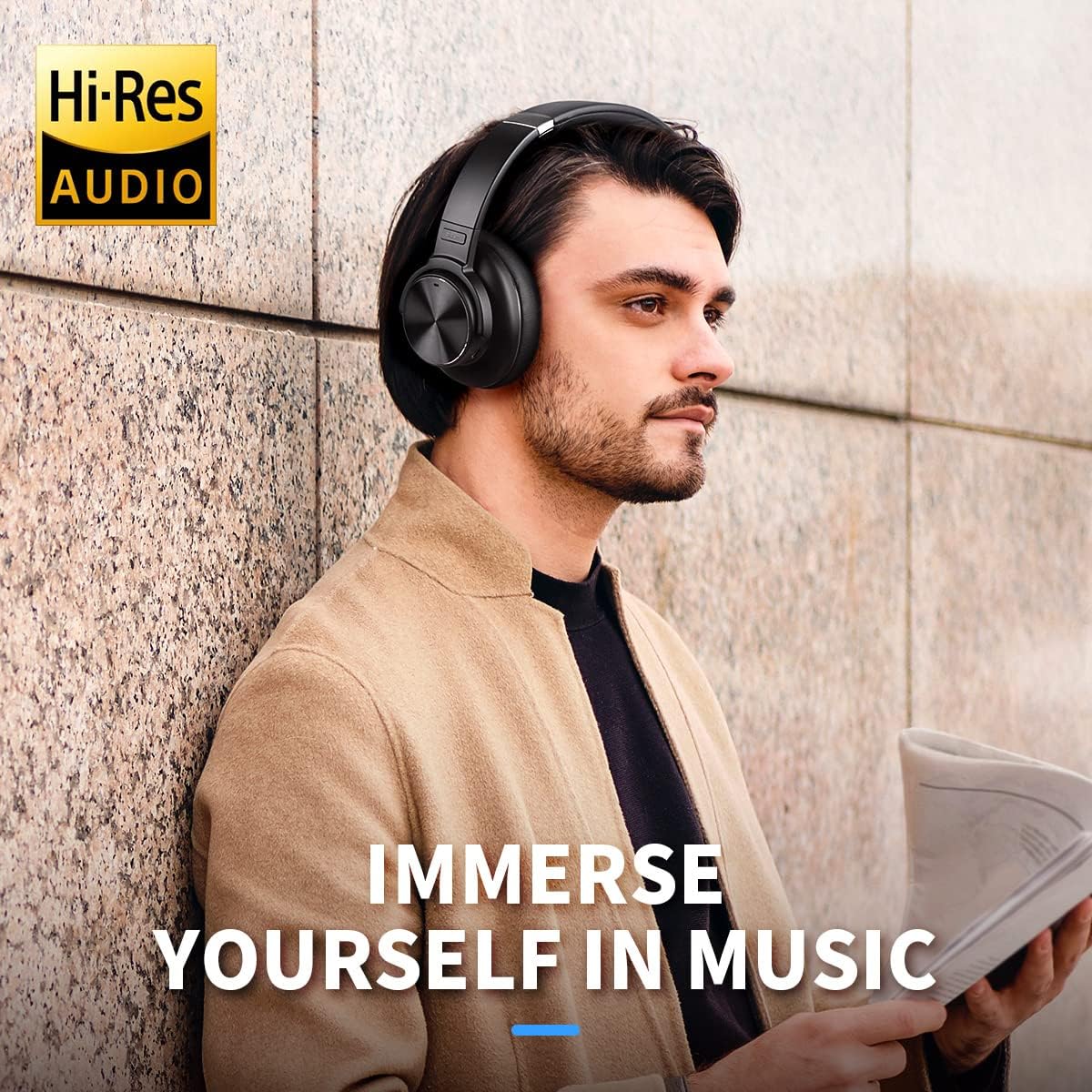 Active Noise Cancelling Headphones, Hi-Res Audio, Bluetooth Headphones with 4-Mic ENC Call, Transparent Mode, 60H Playtime