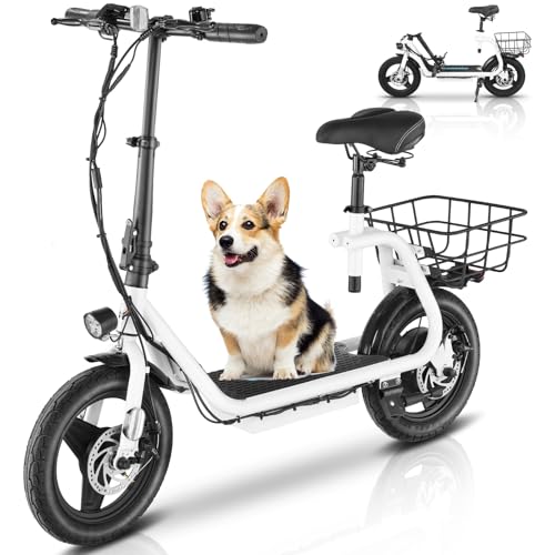 Caroma Peak 500W/800W/1200W Electric Scooter with Seat 14" Tire, 30 Miles Range 20MPH Max Speed, Foldable Electric Scooter for Adults 300 LBS Max Load