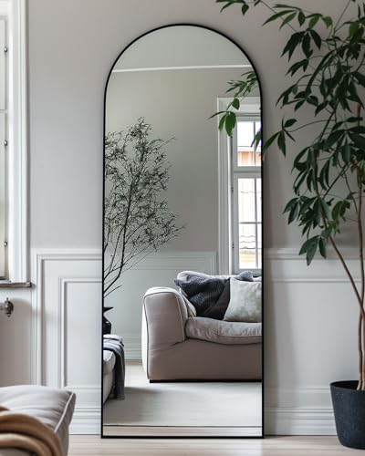 Full Length Mirror, 76"x34" Arched Floor Mirror Freestanding, Floor Standing Full Body Mirror with Stand for Bedroom