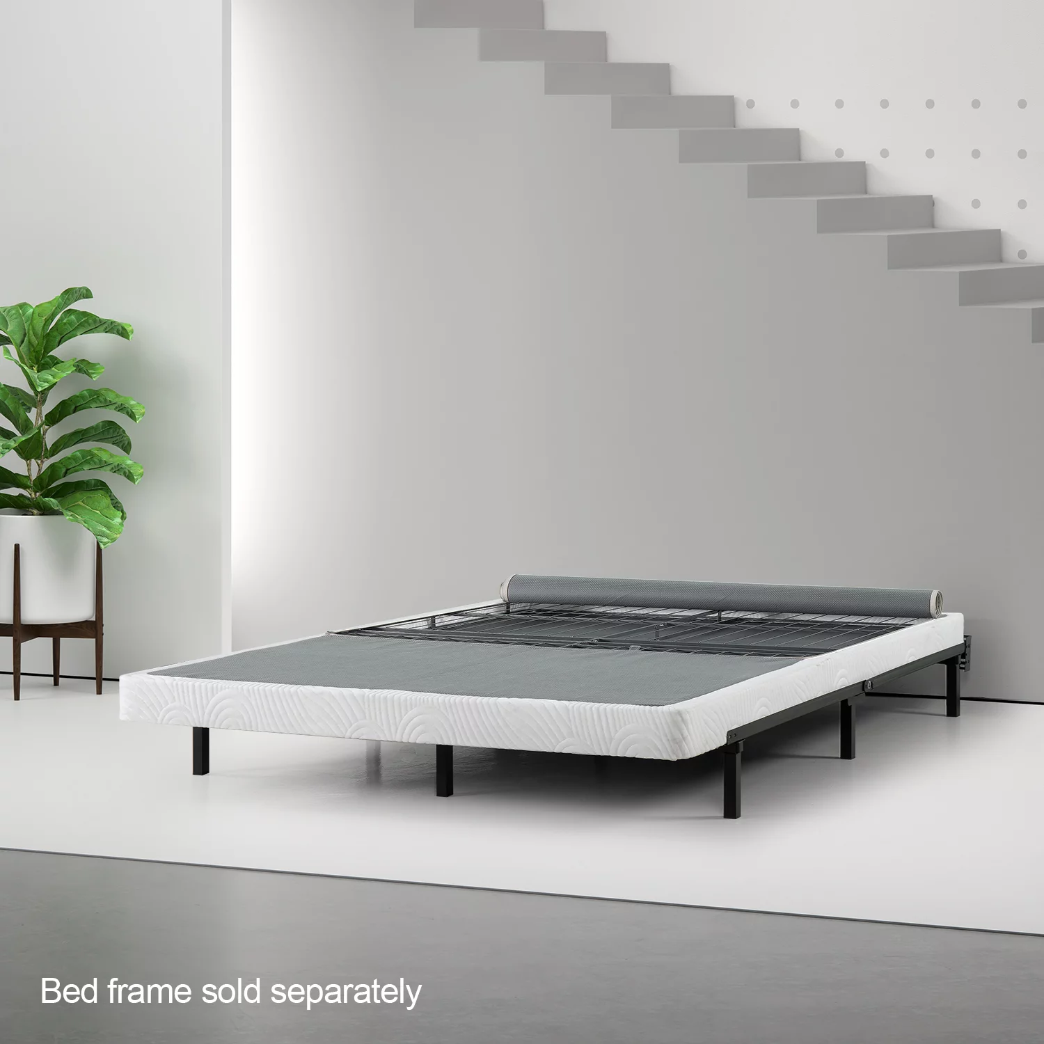 Spa Sensations By Zinus No Assembly 4" White Mattress Foundation Metal Box Spring, Queen