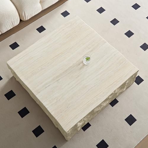 JUSTONE 15.75 ''Round Coffee Table, Accent End Table for Living Room Office Apartment, Modern Minimalist Side Table with Faux Marble Pattern