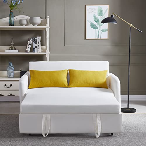 Upholstered 2 Seaters Futon Sofa Loveseat with Adjustable Backrest Convertible Sleeper Couch Bed for Small Space Apartment Office Living Room Velvet