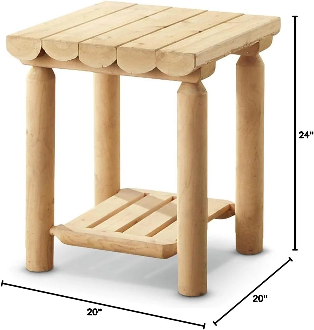 RUNFAYBIU Cedar Log  Nightstand  Rustic Natural Unfinished Wood End Tables for Bedroom  Living Room Couch  Cabin