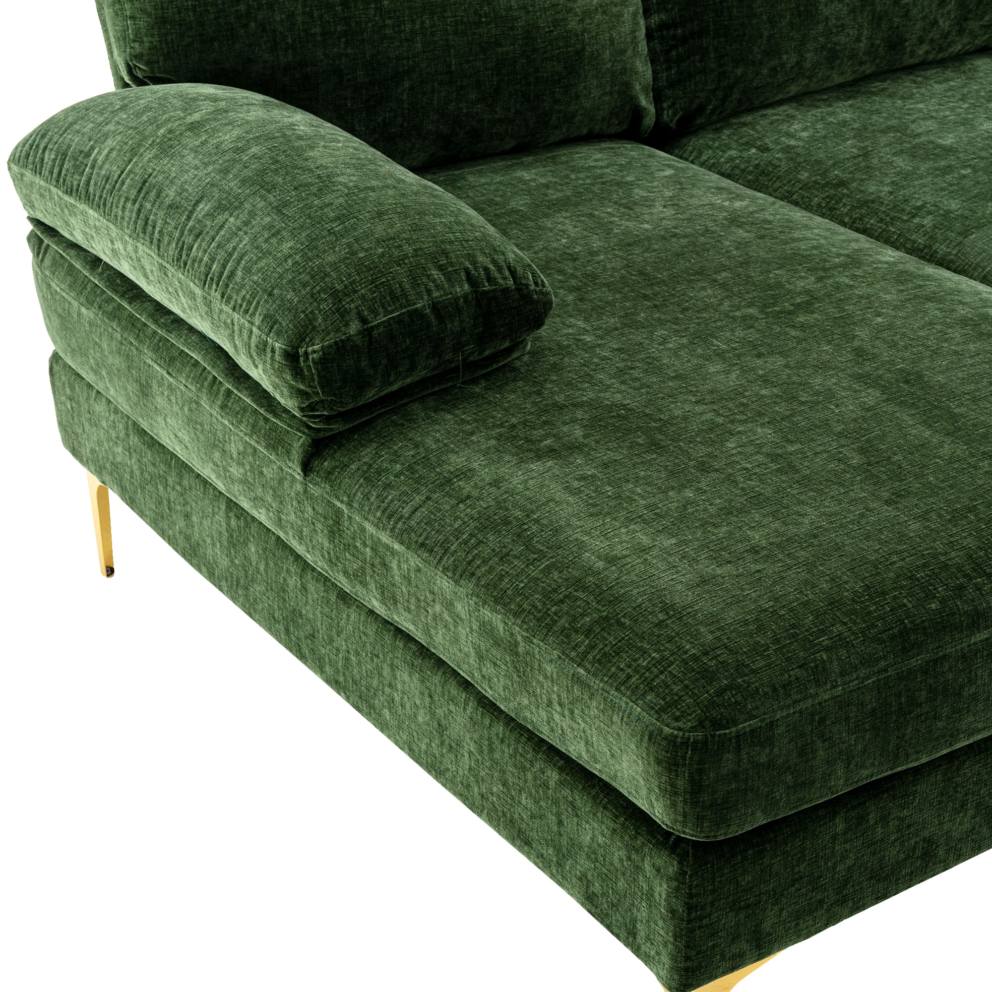 Luccalily Sectional Sofa U-Shaped Sectional Couch , Accent Sofa Recliner,with Golden Metal Legs,Mid-Century Modern Velvet loveseat Sofa