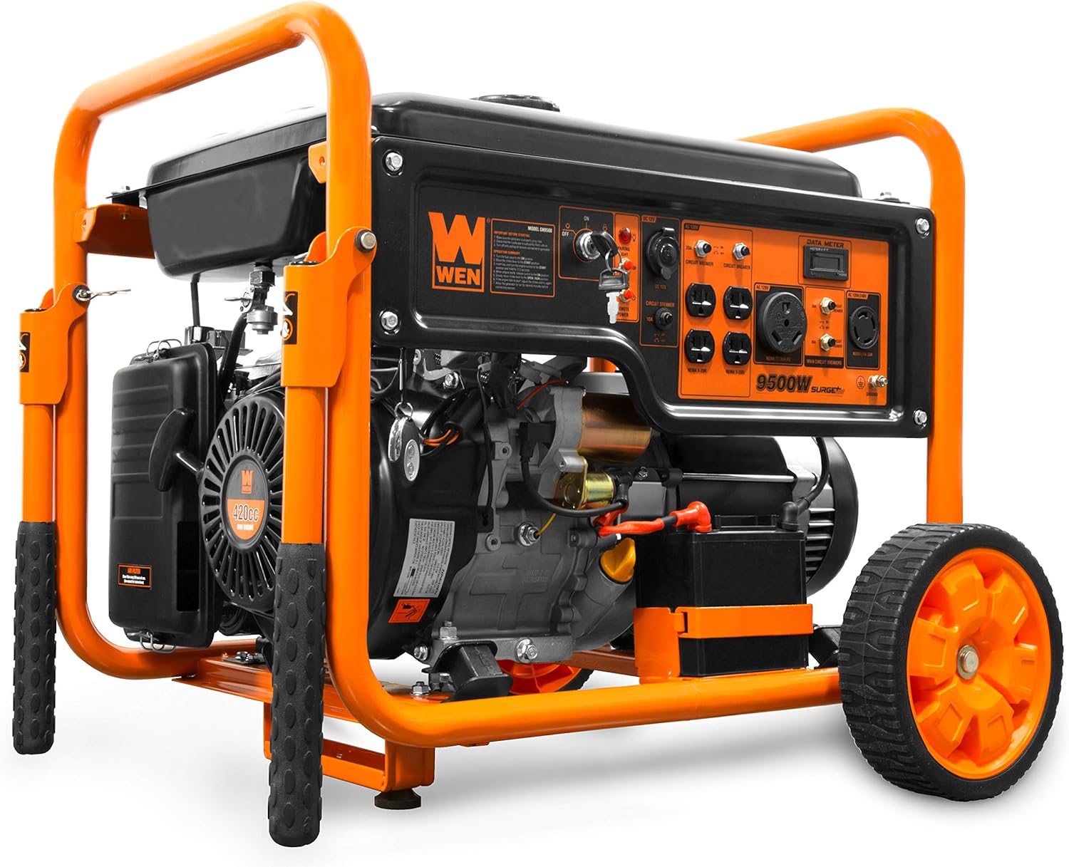 WEN DF1100T 11,000-Watt 120V/240V Dual Fuel Portable Generator with Wheel Kit and Electric Start - CARB Compliant, Black