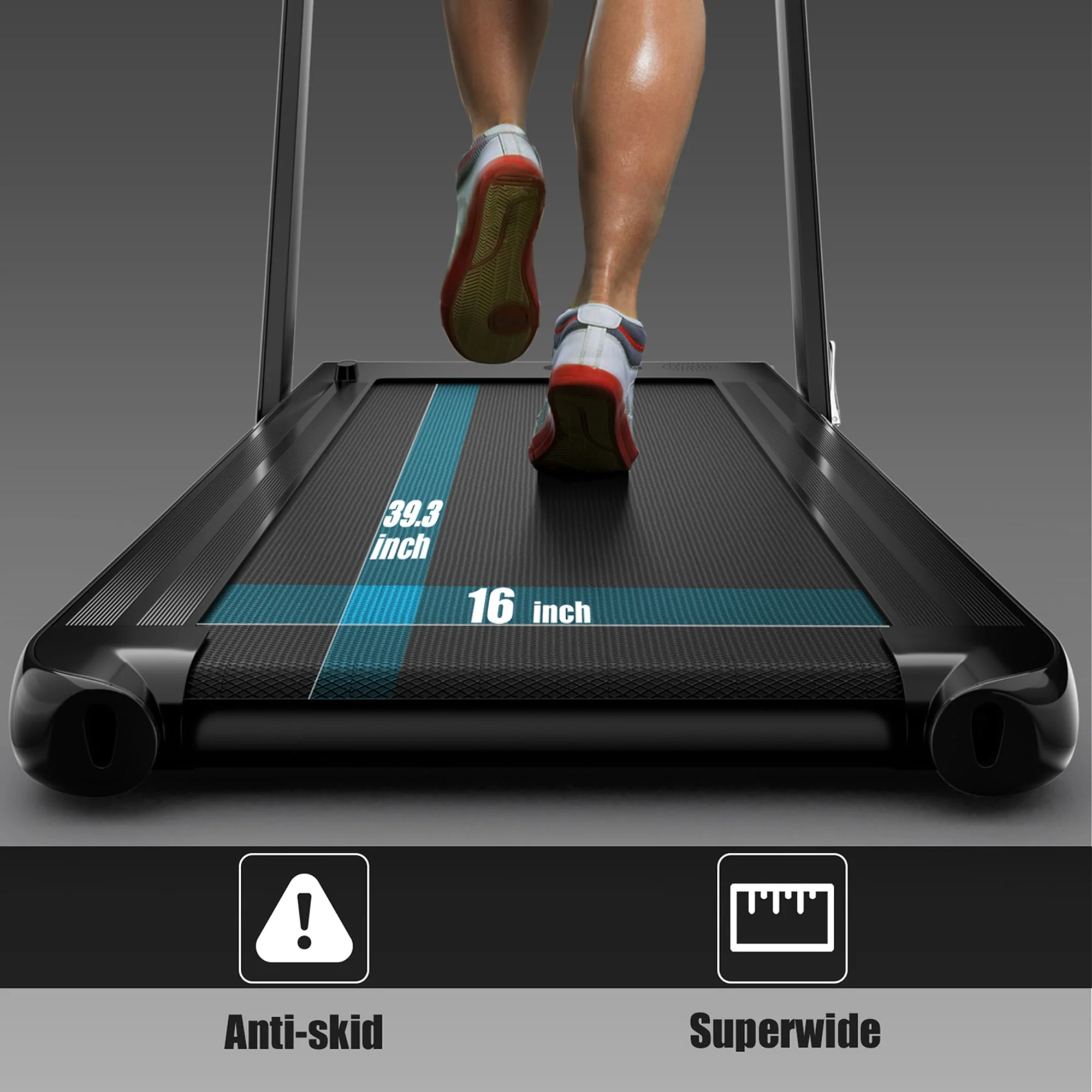 SuperFit Up To 7.5MPH 2.25HP 2 in 1 Single Display Screen Folding Treadmill W/ APP Control Speaker Remote Control Blue