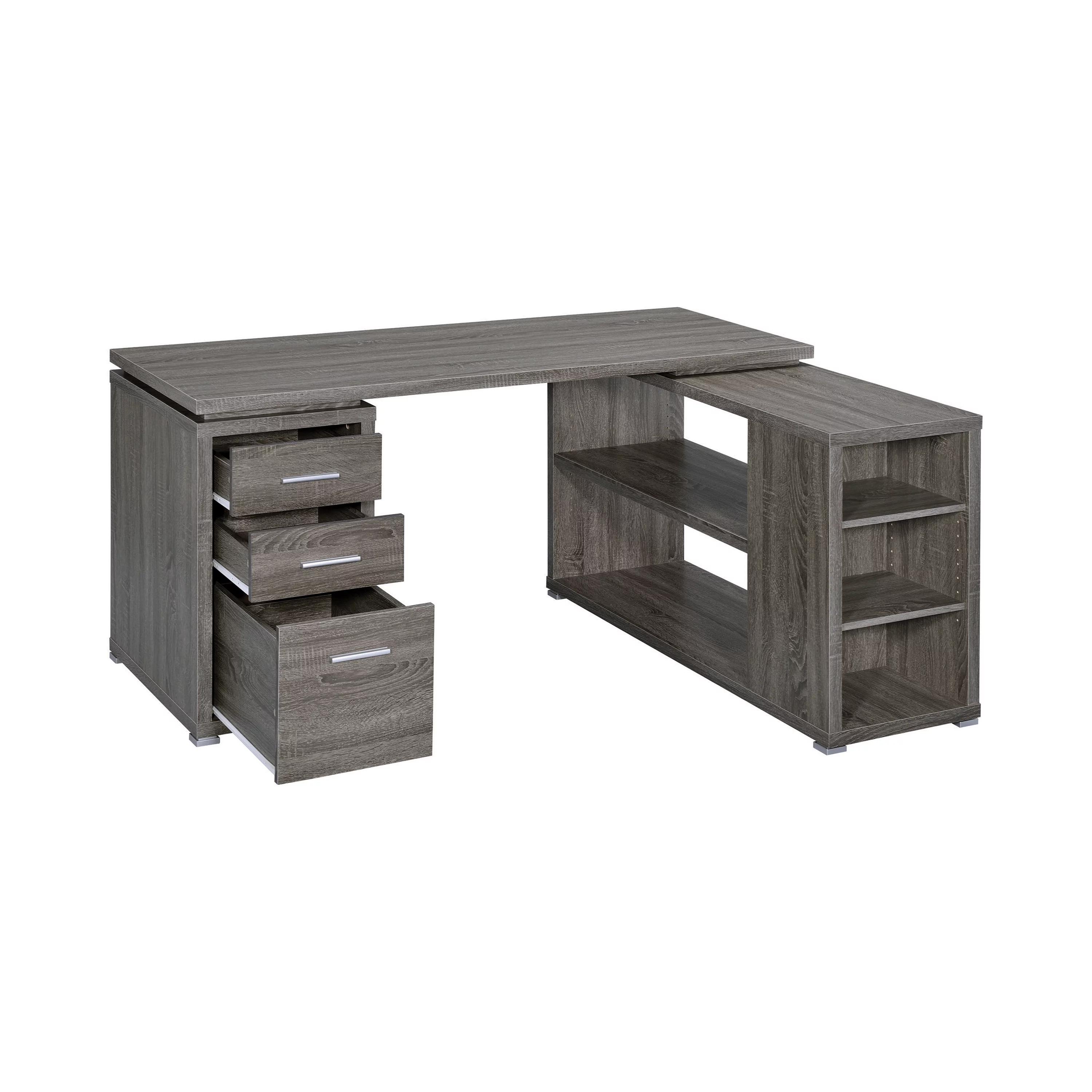 Yvette L-shape Office Desk Weathered Grey