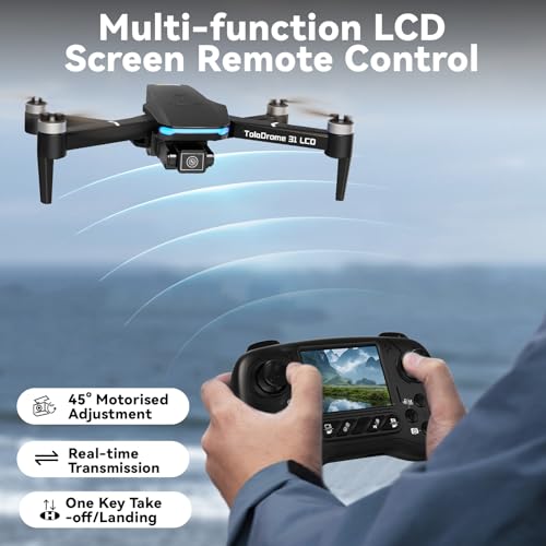 TD31LCD Drone with Camera for Adults, Drones with LCD Screen Remote Control, Real-time Transmission, Brushless Motor, Fine Tuning Function