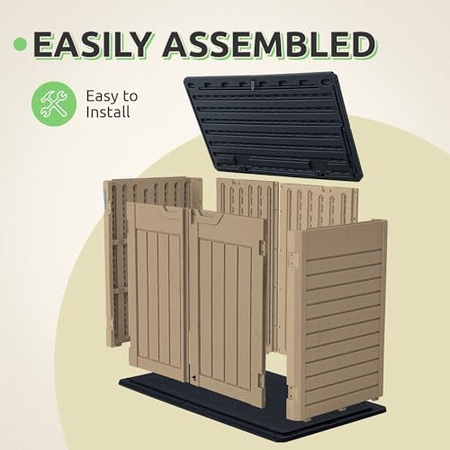 GOOBED Horizontal Shed with Padlock Latch, Outdoor Storage Shed for Backyard and Garden, 35 Cu Ft Small Storage, Waterproof, Easy Assembly, Light Gray