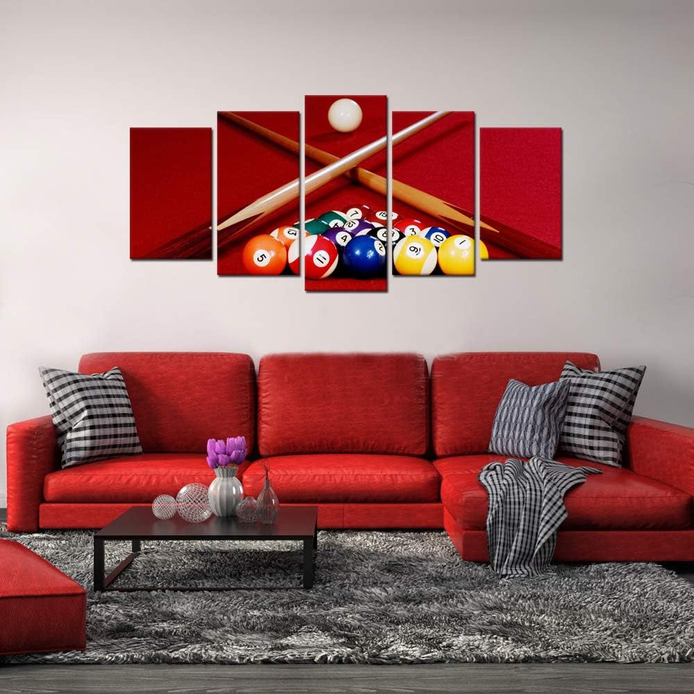 Biuteawal Playing Pool Table Billiard Balls Picture Canvas Wall Art Sport Giclee Prints Snooker Photo Painting for Home Game Room Club Bar Wall