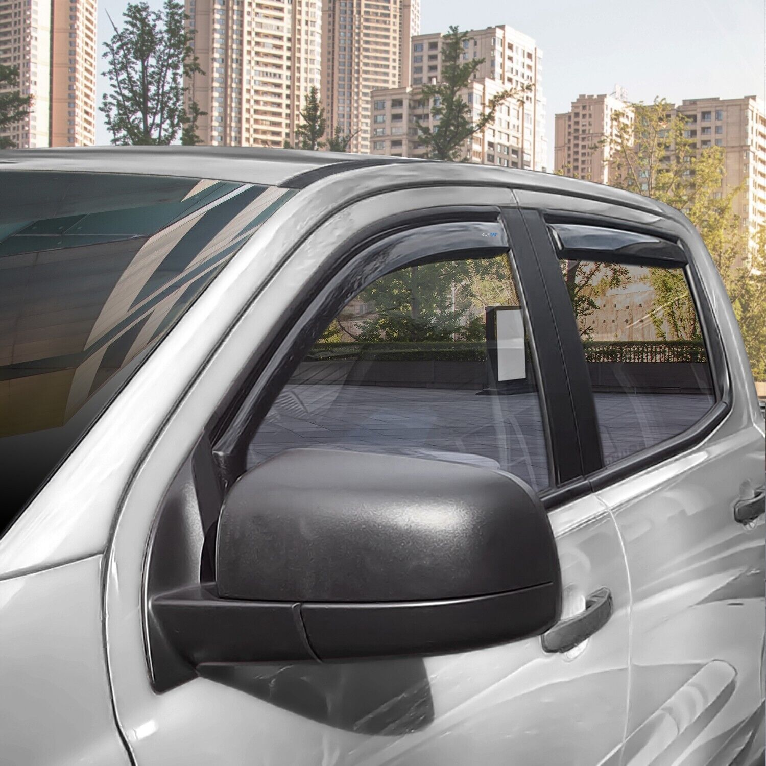CLIM ART in-Channel Incredibly Durable Rain Guards for Ford Ranger 2019-2023 SuperCrew, Original Window Deflectors, Vent Deflector