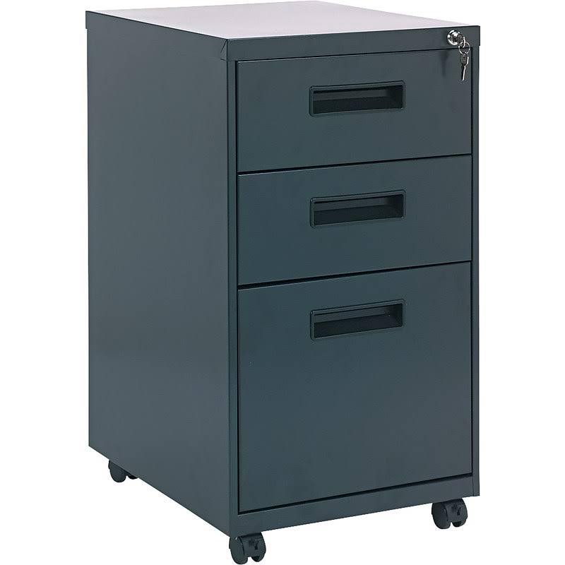 Alera PABBFCH 27.75 x 14.87 x 19.12 in. Three-Drawer Metal Pedestal File, Charcoal, Gray