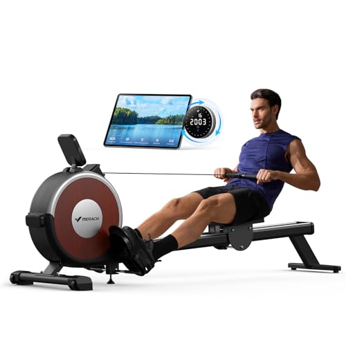 MERACH Rowing Machine, Magnetic Rower Machine for Home, 16 Levels of Quiet Resistance, Dual Slide Rail with Max 350lb Weight Capacity