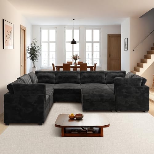 ovios 130.7" Modular Sectional Sofa Couch, U-Shaped Cloud Couches with 2 Ottomans Chaise