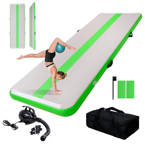 FEATH-R-LITE 10/13ft Inflatable Gymnastics Tumble Track Tumbling Mat 4in Thick Air Floor Tumble Track with Electric Pump for Cheer