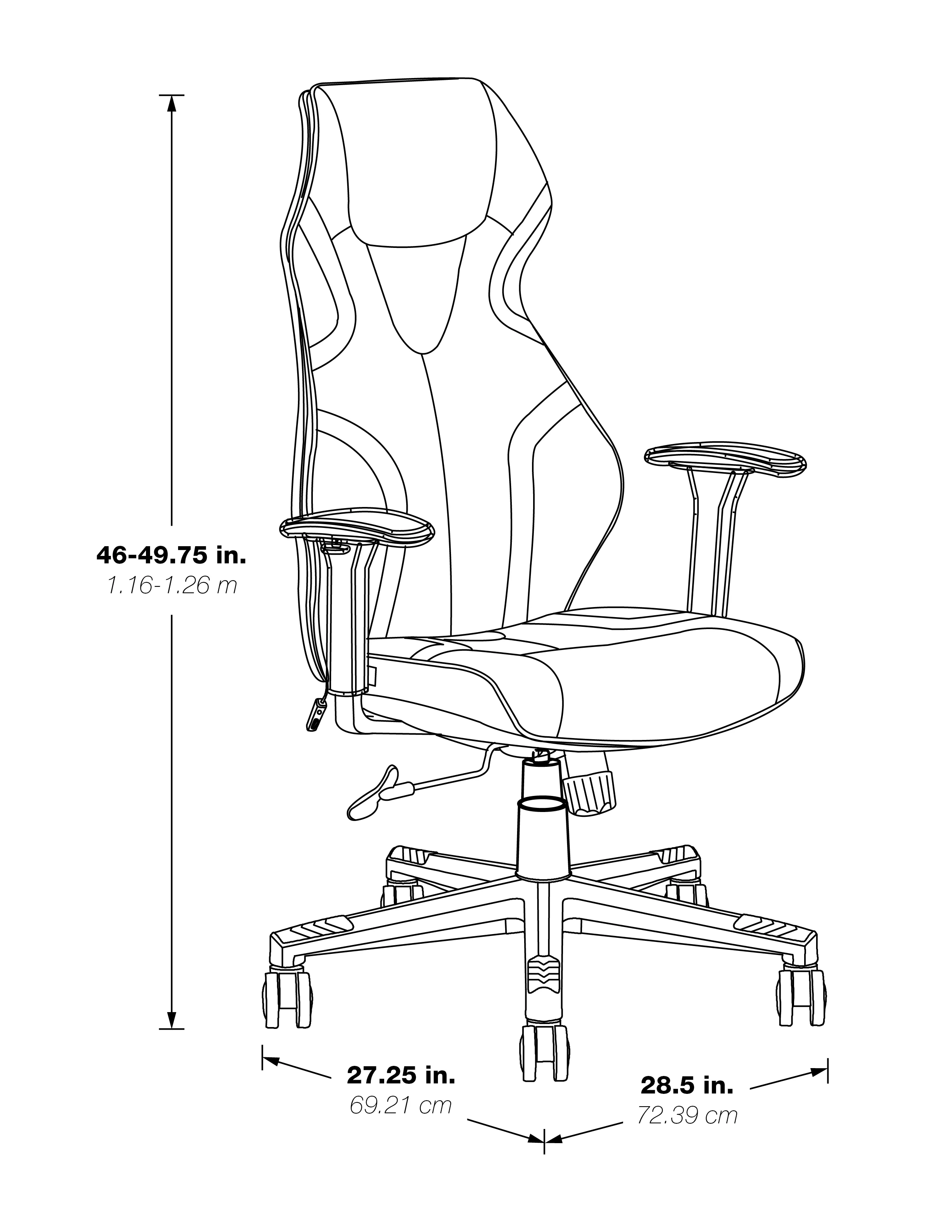 OSP Home Furnishings Lumbar Support & Adjustable Swivel Gaming Chair, Gray